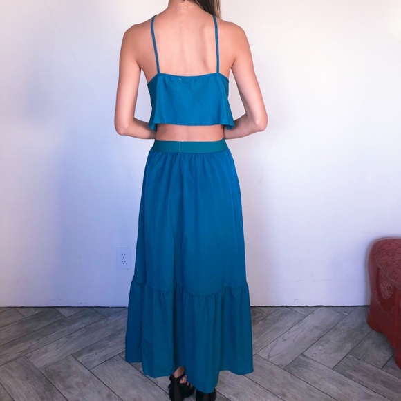 EXP - Teal crop top and multicolour Organza skirt main image 0